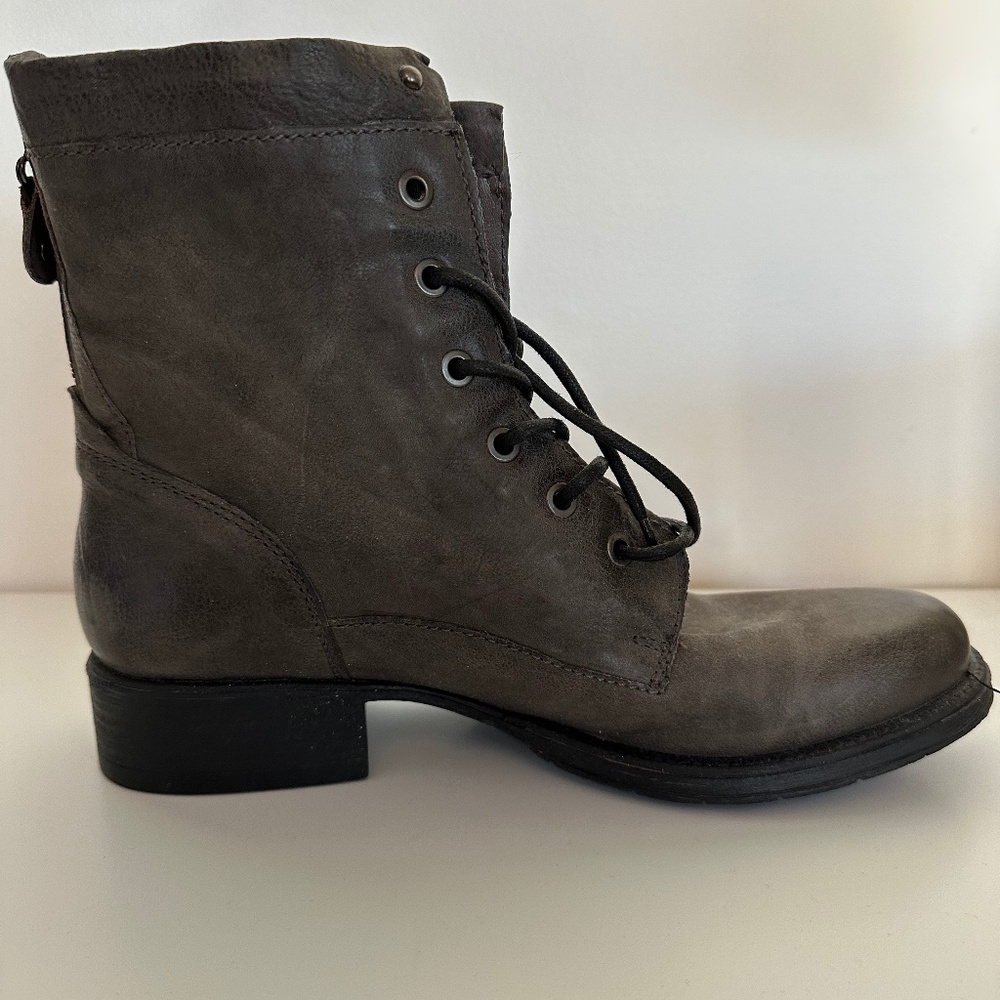 Grey Leather Combat Boots Size 41 from Browns